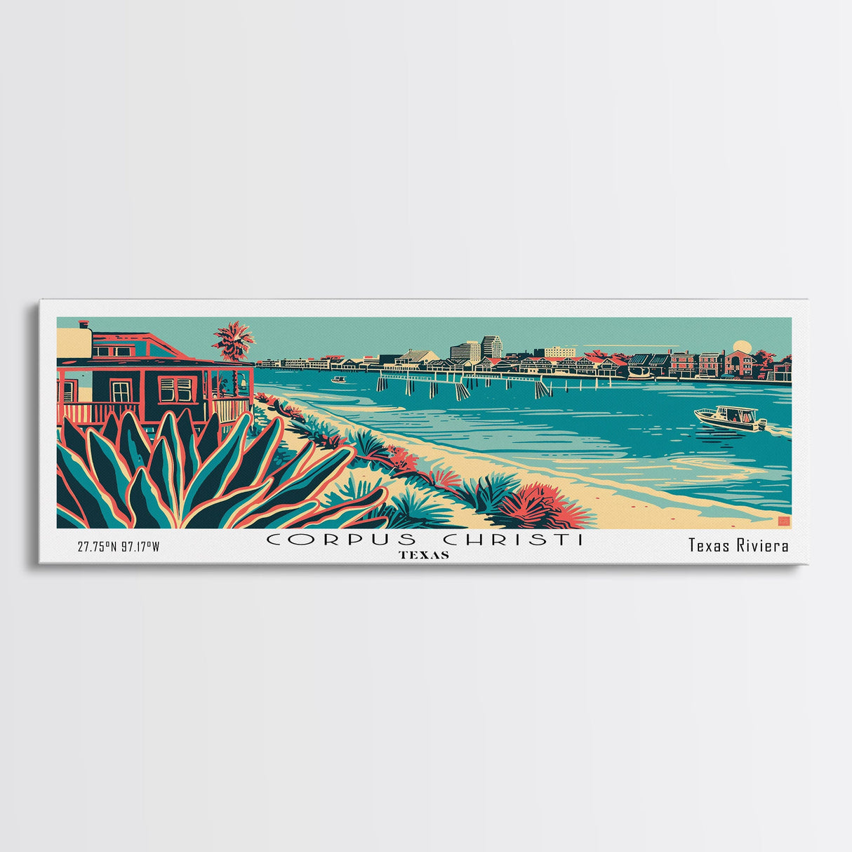 Corpus Christi Texas Panoramic Travel Poster Canvas Print