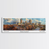 Raleigh North Carolina Panoramic Print, Artistic Framed Canvas Print, City Travel Poster, Home Decoration, Wall Art, Gift Idea