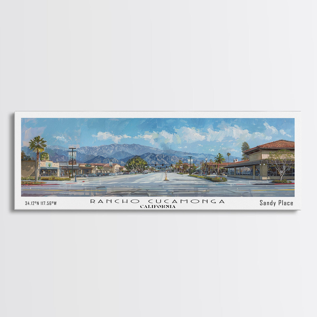 Rancho Cucamonga California Panoramic Print, Stylish Framed Canvas Print, Travel Poster Art, Home Decor, Office Wall Art