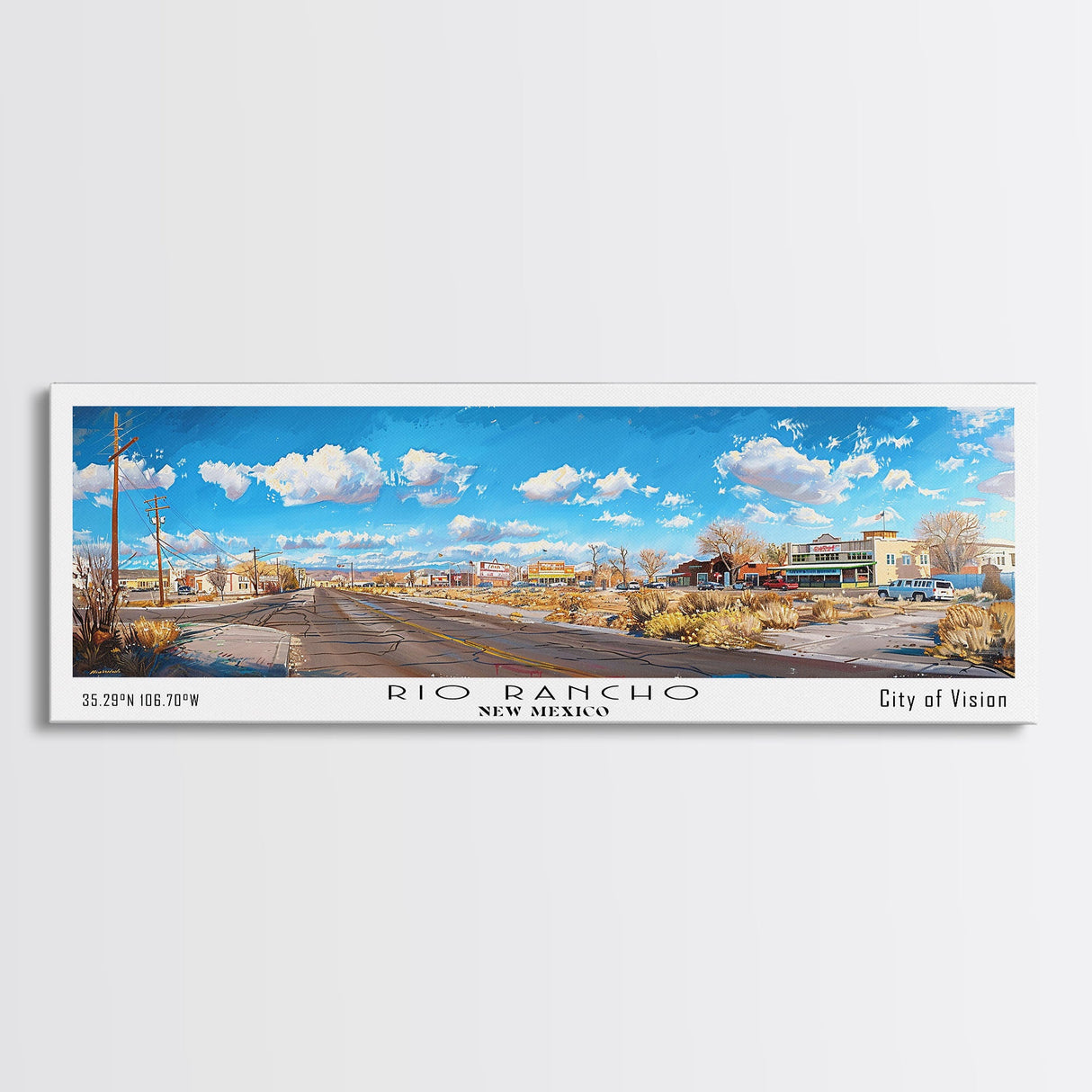 Rio Rancho New Mexico Panoramic Print, Elegant Framed Canvas Print, City Travel Poster, Home Decoration, Office Wall Art