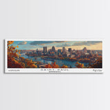 Saint Paul Minnesota Panoramic Print, Modern Framed Canvas Print, Travel Poster Art, Living Room Decor, Home Wall Art