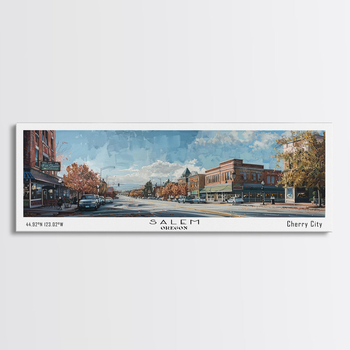 Salem Oregon Panoramic Print, Beautiful Framed Canvas Print, City Travel Poster, Home Decoration, Wall Art, Office Gift