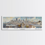 San Francisco California Panoramic Print, Beautiful Framed Canvas Print, Travel Poster Art, Home Decor, Living Room Wall Art