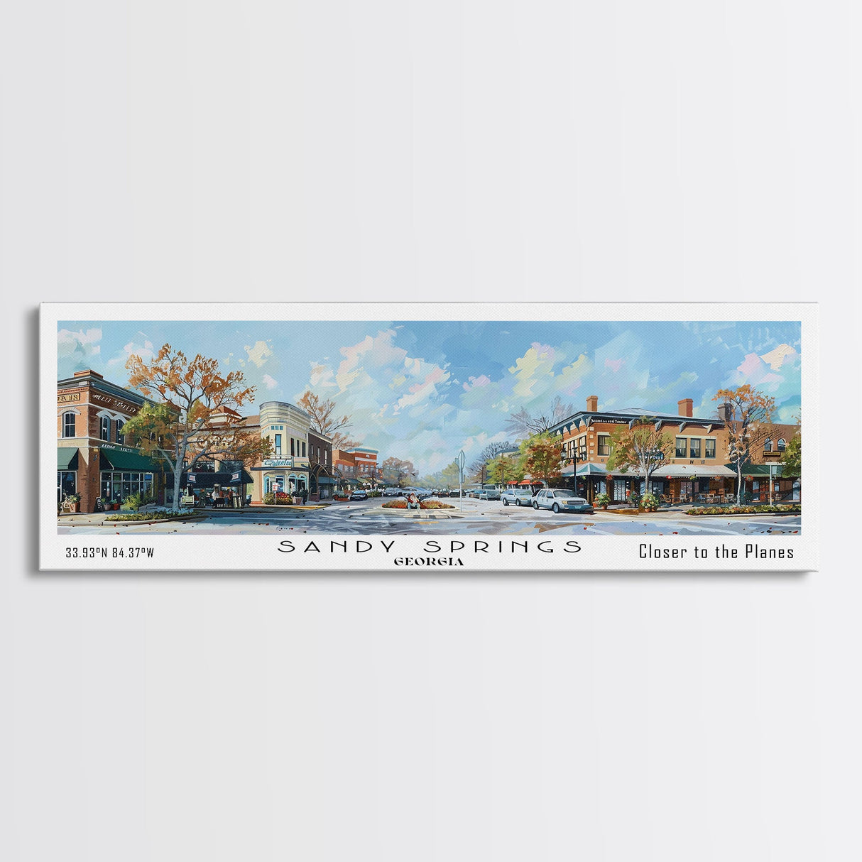 Sandy Springs Georgia Panoramic Print, Modern Framed Canvas Print, City Travel Poster, Home Decoration, Wall Art, Gift Idea