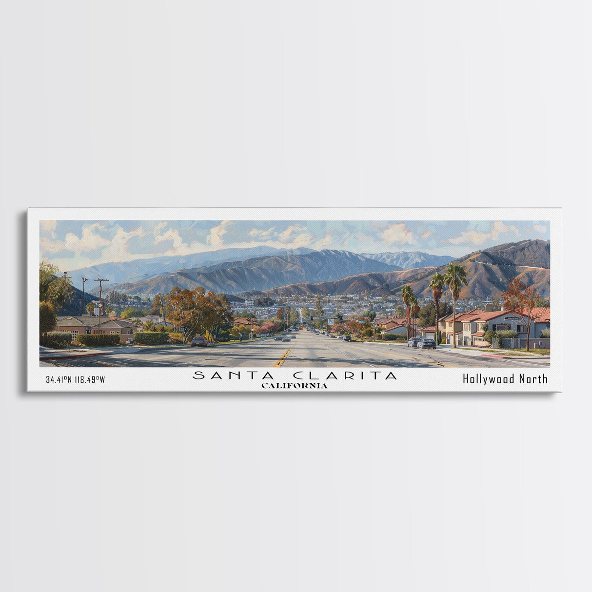 Santa Clarita California Travel Poster, Framed Canvas Print, Wall Art, Home Decor, Travel Print, Living Room Art, Artistic Gift