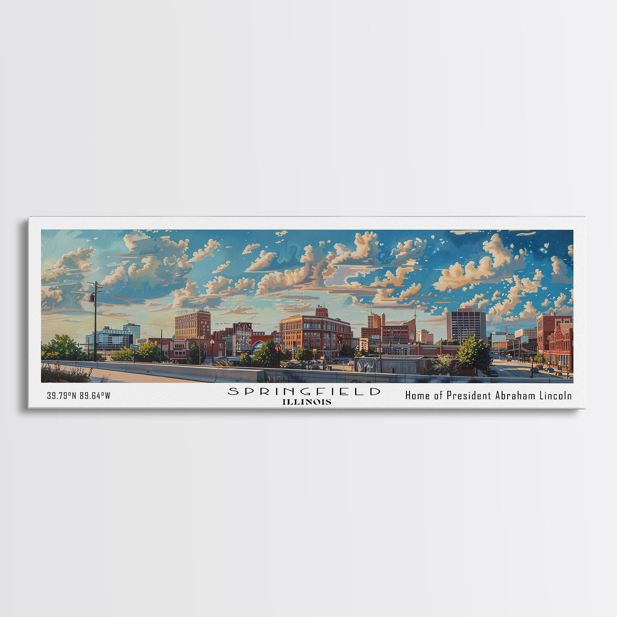 Springfield Illinois Travel Poster, Framed Canvas Print, Wall Art, Home Decor, Travel Gift, Living Room Art, Retro Style Art, Office Decor