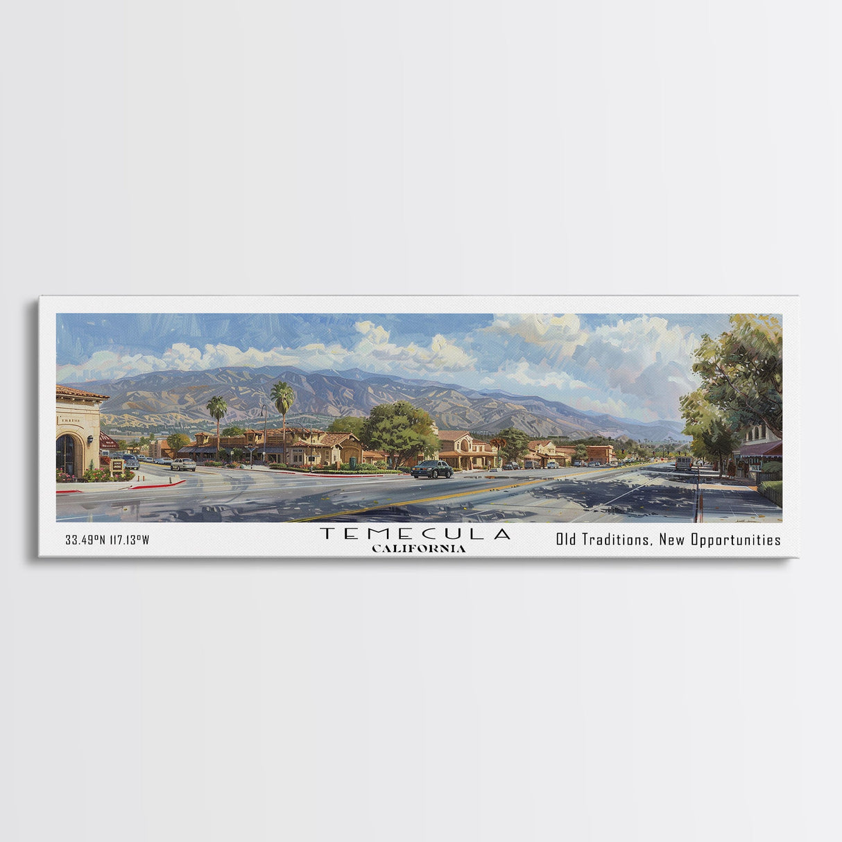 Temecula California Travel Poster, Framed Canvas Print, Wall Art, Home Decor, Travel Gift, Living Room Art, Retro Style Art