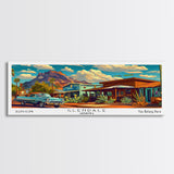 Glendale Arizona Panoramic Painting Framed Canvas Print, Mid Century Modern Art, Pop Art Style, Travel Poster, Wall Art Decor