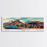 Henderson Nevada Panoramic Painting Framed Canvas Print, Mid Century Modern Art, Pop Art Style, Travel Poster, Living Room Decor