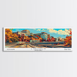 Lincoln Nebraska Panoramic Wall Art, Mid Century Modern Framed Canvas Print, Retro Pop Art Travel Poster, Home Decor