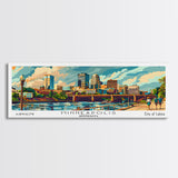 Minneapolis Minnesota Panoramic Wall Art, Mid Century Modern Framed Canvas Print, Retro Pop Art Travel Poster, Home Decor