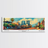 Norfolk Virginia Panoramic Framed Canvas Print, Retro Style Wall Art, Mid Century Modern Home Decor, Pop Art Travel Poster