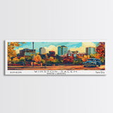 Winston-Salem North Carolina Panoramic Wall Art, Retro Pop Art Framed Canvas Print, Mid Century Modern Travel Poster, Wall Hanging