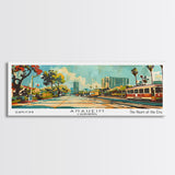 Anaheim California Panoramic Wall Art, Retro Pop Art Framed Canvas Print, Mid Century Modern Travel Poster, Living Room Decor, Wall Hanging