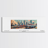 Atlanta Georgia Panoramic Painting, Mid Century Modern Framed Canvas Print, Retro Pop Art Travel Poster, Wall Decor, Gift Idea, Home Decor