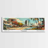 Irvine California Panoramic Wall Art, Mid Century Modern Framed Canvas Print, Retro Pop Art Travel Poster, Home Decor, Living Room Art, Office Wall Hanging