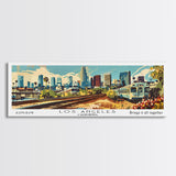 Los Angeles California Panoramic Wall Art, Mid Century Modern Framed Canvas Print, Retro Pop Art Travel Poster, Home Decor, Office Wall Art, Gift Idea