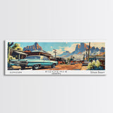 Phoenix Arizona Panoramic Painting, Retro Style Framed Canvas Print, Mid Century Modern Art, Pop Art Travel Poster, Home Office Decor