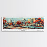 Richmond Virginia Panoramic Painting, Mid Century Modern Framed Canvas Print, Retro Pop Art Travel Poster, Living Room and Office Decoration