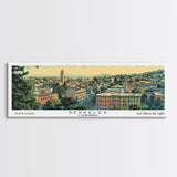 Berkeley California Panoramic Painting, Mid Century Modern Framed Canvas Print, Retro Pop Art Travel Poster, Home Decor, City Print