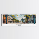 Carmel Indiana Panoramic Painting, Mid Century Modern Framed Canvas Print, Retro Pop Art Travel Poster, Home Decor, City Art