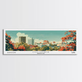 Columbia Missouri Panoramic Wall Art, Mid Century Modern Framed Canvas Print, Retro Pop Art Travel Poster, City Home Decor, Office Wall Art