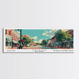 Edison New Jersey Panoramic Painting, Mid Century Modern Framed Canvas Print, Retro Pop Art Travel Poster, City Wall Decor, Home Decor