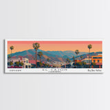 El Cajon California Panoramic Wall Art, Mid Century Modern Framed Canvas Print, Retro Pop Art Travel Poster, City Home Decor, Office Art