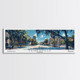 Gainesville Florida Panoramic Painting, Mid Century Modern Framed Canvas Print, Retro Pop Art Travel Poster, Home Wall Decor