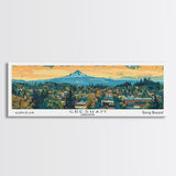 Gresham Oregon Panoramic Art, Mid Century Modern Framed Canvas Print, Retro Pop Art Travel Poster, Office Wall Decor