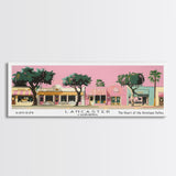 Lancaster California Panoramic Painting, Mid Century Modern Framed Canvas Print, Retro Pop Art Travel Poster, Home Decor