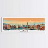 Lowell Mississippi Panoramic Painting, Mid Century Modern Framed Canvas Print, Retro Pop Art Travel Poster, Office Wall Art