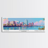 Memphis Tennessee Panoramic Painting, Mid Century Modern Framed Canvas Print, Retro Pop Art Travel Poster, Office Wall Art