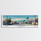 Menifee California Panoramic Wall Art, Mid Century Modern Framed Canvas Print, Retro Pop Art Travel Poster, Living Room Art