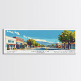 Murrieta California Panoramic Painting, Mid Century Modern Framed Canvas Print, Retro Pop Art Travel Poster, Living Room Decor