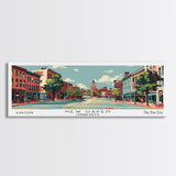 New Haven Connecticut Panoramic Wall Art, Mid Century Modern Framed Canvas Print, Retro Pop Art Travel Poster, Living Room Art