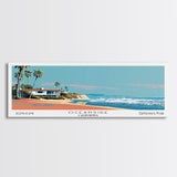 Oceanside California Panoramic Wall Art, Mid Century Modern Framed Canvas Print, Retro Pop Art Travel Poster, City Art, Office Wall Decor, Living Room Art