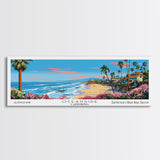 Oceanside California Panoramic Wall Art, Mid Century Modern Framed Canvas Print, Retro Pop Art Travel Poster, City Art, Office Wall Decor, Living Room Art