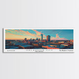 Oklahoma City Oklahoma Panoramic Painting, Mid Century Modern Framed Canvas Print, Retro Pop Art Travel Poster, City Art, Office Wall Decor, Living Room Art