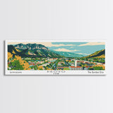 Provo Utah Panoramic Painting, Mid Century Modern Framed Canvas Print, Retro Pop Art Travel Poster, City Art, Office Wall Decor, Living Room Art