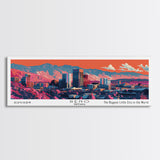 Reno Nevada Panoramic Painting, Mid Century Modern Framed Canvas Print, Retro Pop Art Travel Poster, City Art, Office Wall Decor, Living Room Art