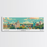 Rochester Minnesota Panoramic Wall Art, Mid Century Modern Framed Canvas Print, Retro Pop Art Travel Poster, City Art, Office Wall Decor, Living Room Art