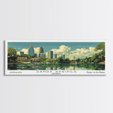 Sandy Springs Georgia Panoramic Painting, Mid Century Modern Framed Canvas Print, Retro Pop Art Travel Poster, City Art, Office Wall Decor, Living Room Art