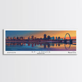 St. Louis Missouri Panoramic Painting, Mid Century Modern Framed Canvas Print, Retro Pop Art Travel Poster, Home and Office Wall Art Decor