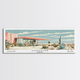 Surprise Arizona Panoramic Wall Art, Mid Century Modern Framed Canvas Print, Retro Pop Art Travel Poster, Office Wall Decor and Gift Idea