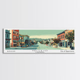 Vallejo California Panoramic Art, Mid Century Modern Framed Canvas Print, Retro Pop Art Travel Poster, City Print, Living Room Wall Decor