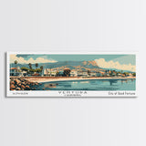 Ventura California Panoramic Wall Art, Mid Century Modern Framed Canvas Print, Retro Pop Art Travel Poster, City Art, Home Decoration