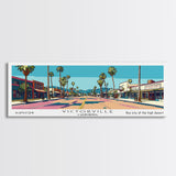 Victorville California Panoramic Art, Mid Century Modern Framed Canvas Print, Retro Pop Art Travel Poster, City Print, Living Room Decor