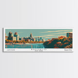 Buffalo New York Panoramic Painting, Framed Canvas Print, Mid Century Modern Wall Art, Retro Pop Art Travel Poster, Office Decor, City Art