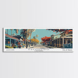 Escondido California Panoramic Painting, Framed Canvas Print, Mid Century Modern Wall Art, Retro Pop Art Travel Poster, Living Room Decor, City Art